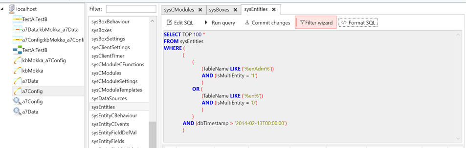 Sql query formatting