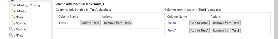 Compare sql columns, diff the types