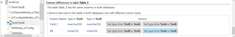 Compare sql column types